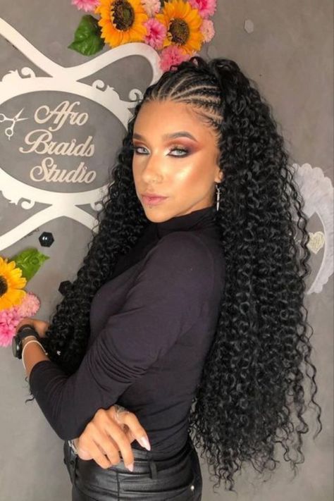 17 Stunning Braids With Curly Hair You Must Try In 2023 Hair Ideas For Kids, Braids With Curly Hair, Bun Hairstyle For Wedding, African Hair Braiding Styles, Braided Cornrow Hairstyles, Braids Hairstyles Pictures, Protective Hairstyles Braids, Cool Braid Hairstyles, Braids With Curls