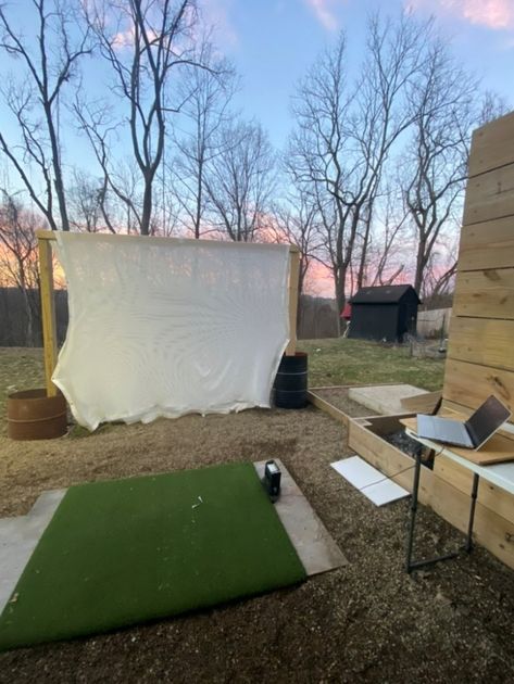 Repurpose, golf, impact screen, golf sim Outdoor Golf Simulator, Diy Golf Simulator, Diy Golf, Impact Screen, Golf Diy, Golf Simulator, Golf Simulators, Archery, Heavy Duty