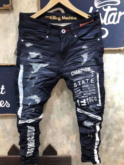 Funky Jeans, Jeans 2022, Men Jeans Pants, Denim Jeans Fashion, Mens Casual Outfits Summer, Designer Suits For Men, Stylish Jeans, Denim Pocket, Hoodie And Sweatpants