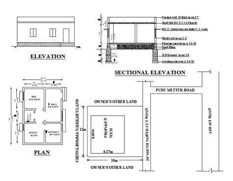 20'X 29' single bhk East facing small House Plan As Per Vastu Shastra. Download Autocad Drawing DWG and PDF file. - Cadbull Architectural Sheets, Single Floor House Design, Plan Elevation, Vastu House, 2bhk House Plan, House Design Plans, Joinery Details, Canvas Art Quotes, Building Landscape