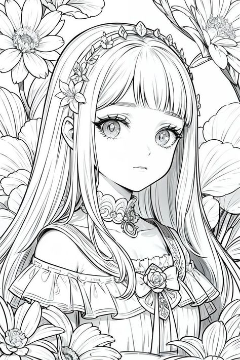 Chibi Coloring Pages, Manga Coloring Book, Monster Coloring Pages, Color Drawing Art, Adult Coloring Designs, Unicorn Coloring Pages, Princess Coloring, 캐릭터 드로잉, Cartoon Coloring Pages