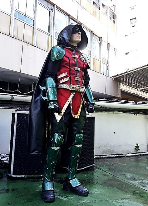 Dc Cosplay Ideas, Damian Wayne Outfit, Damian Wayne Costume, Robin Cosplay Dc, Damian Wayne Robin Suit, Damian Wayne Suit, Robin Armor, Prince Batman, Cosplay Robin