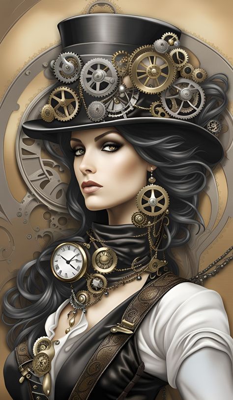 Steampunk Fashion Women, Steampunk Images, Steampunk Illustration, Steampunk Artwork, Mode Steampunk, Steampunk Couture, Steampunk Crafts, Steampunk Women, Free Vintage Printables