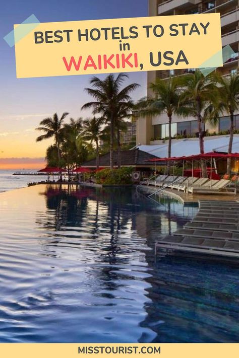 A complete list of the best hotels where to stay in Waikiki, Hawaii, for every budget. Choose one of these perfect options for your next beach vacation! Sheraton Waikiki, Waikiki Hotels, Amazing Hotels, Waikiki Hawaii, Beachfront Hotels, Honeymoon Hotels, Travel Bucket List Usa, Central America Travel, Waikiki Beach