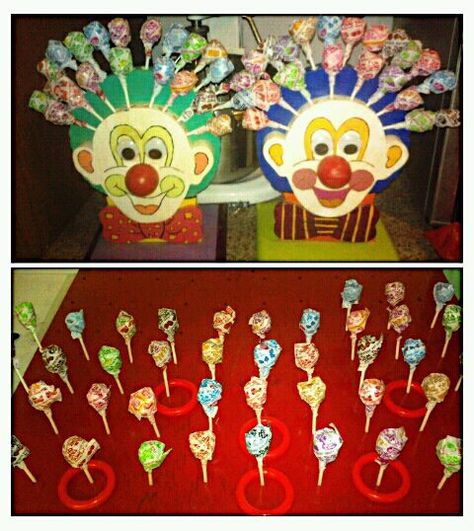 Lovely idea for your PTA / PTO Fair Festival - Pick a sucker clown game & ring toss game. Sucker Ring Toss Game, Tossing Games, Diy Outdoor Party, Outdoor Party Ideas, Downtown Night, Lollipop Ring, Diy Carnival Games, Backyard Carnival, Fair Festival