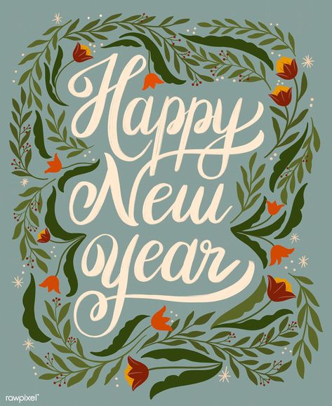 Happy new year greeting card design vector | premium image by rawpixel.com / Noon New Year Greeting Card Design, Happy New Year Calligraphy, New Year Calligraphy, New Year Card Design, Happy New Year Greeting Card, New Year Greeting Card, Happy New Year Wallpaper, New Year Illustration, New Year Art