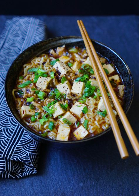 Mapo Tofu Ramen (Mabo Ramen) — Cinnamon Society Tofu Sauce Recipe, Japanese Cookbook, Sichuan Chili Oil, Tofu Ramen, Mapo Tofu Recipe, Tofu Sauce, Soy Sauce Chicken, Best Camping Meals, How To Make Ramen