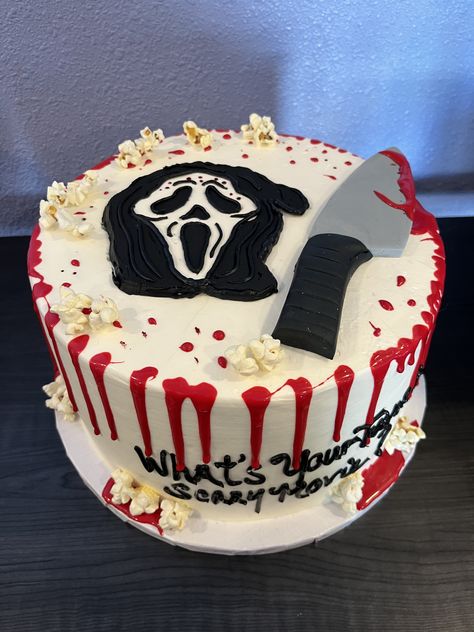 Ghost Face Cake Ideas, Ghost Face Cake, Ghostface Cake, Crazy Birthday Cakes, Candy Fruits, Spooky Halloween Cakes, Crazy Birthday, Baked Dessert, Ghostface Scream