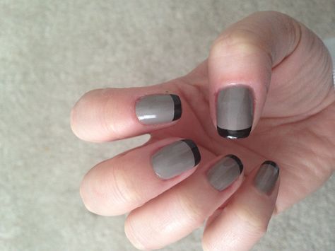 Gray and black French Black French Nails, French Nails, Grey, Nails, Makeup, Beauty, Black