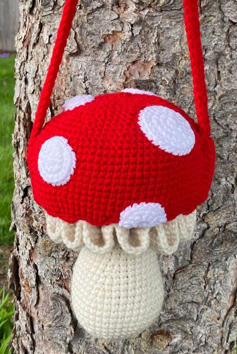 Mushroom Purse Crochet Pattern, Mushroom Knitting Pattern, Crochet Patterns Mushroom, Plushie Patterns Crochet, Mushroom Bag Crochet Pattern, Mushroom Plushie Crochet, Mushroom Crochet Pattern Free, Crochet Mushroom Purse, Mushroom Crochet Bag