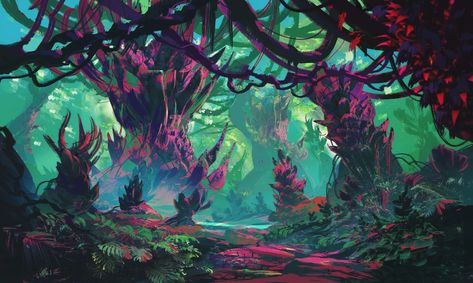 Planet Art, Alien Plants, Fantasy Background, Planets Art, Landscape Concept, Alien Planet, Fantasy Forest, Alien Worlds, Fantasy Places