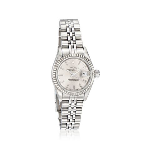 Pre-Owned Rolex Datejust Women's 26mm Automatic Stainless Steel and 18kt White Gold Watch White Gold Rolex Women, Gold Rolex Women, Rolex 26mm, Watches Woman, Rolex Datejust Women, White Gold Watch, Stainless Steel Rolex, Rolex Watches Women, Rolex Women