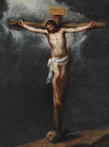 Bartolomé Esteban Murillo The Crucifixion oil on canvas 17 1/4 by 13 1/8 in.; 43.9 by 33.3 cm Crucifixion Art, Sorrowful Mysteries, The Crucifixion, Holy Quotes, Crucifixion Of Jesus, Jesus And Mary Pictures, Ayat Alkitab, Jesus Christ Images, God Pictures