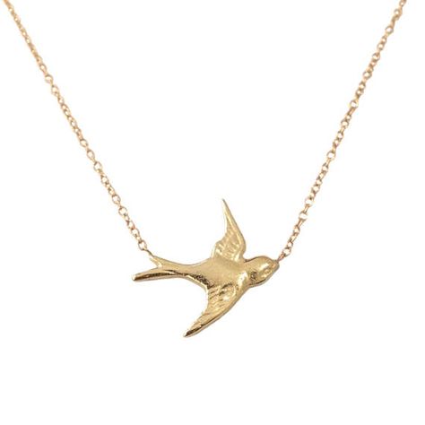 Sparrow Bird 14K Solid Gold Charm Pendant Necklace ~ In Stock! Ready to Ship! (Dainty Boho Swallow B Sparrow Necklace, Danty Necklace, Solid Gold Charms, Sparrow Bird, Bird Necklace, Solid Gold Chains, Crescent Moon Necklace, Solitaire Necklaces, Celestial Jewelry