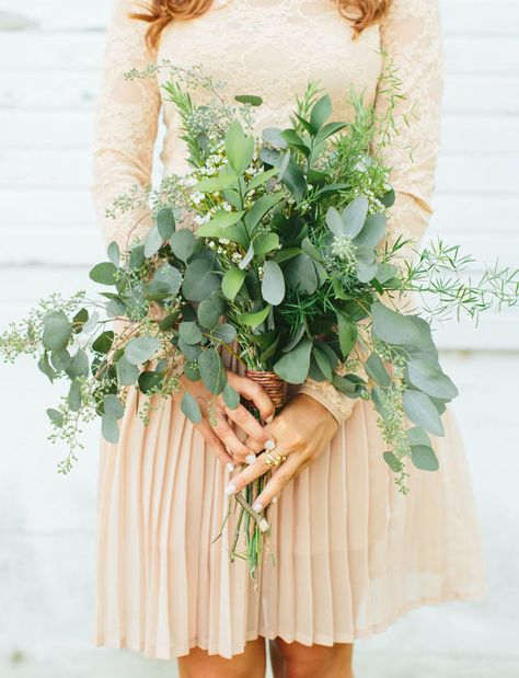 leafy bouquet Greenery Wedding Bouquet, Natural Bouquet, Neutral Bridesmaid Dresses, Eucalyptus Bouquet, Greenery Bouquet, Flowers And Greenery, Green Bridesmaid, Traditional Bride, Wedding Color Palette