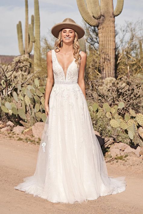 Lillian West Bridal, Lillian West Wedding Dress, Rembo Styling, Lillian West, Allure Bridals, Blush Bridal, V Neck Wedding Dress, Allure Bridal, A Line Gown