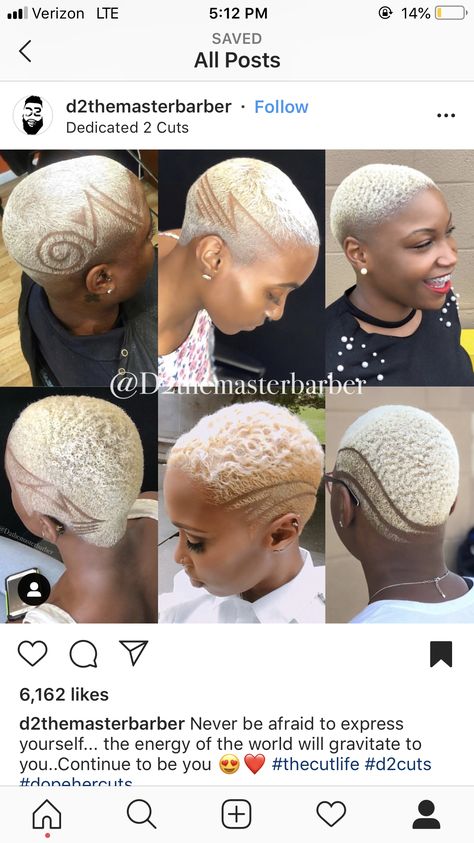 Platinum Blonde Fade Black Women, Bald Hairstyles For Women, Short Black Natural Hairstyles, Short Platinum Blonde Hair, Short Hair Designs, Short Shaved Hairstyles, Black Hair Short Cuts, Short Hair Black, Shaved Side Hairstyles