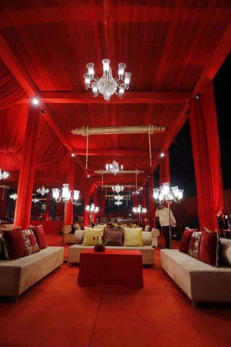 Portfolio Wedding Lounge Seating, Indian Wedding Stage, Royal Indian Wedding, Indian Wedding Decorations Receptions, Entrance Decoration, Red Wedding Decorations, Wedding Setup, Wedding Stage Backdrop, Indian Bedroom Decor