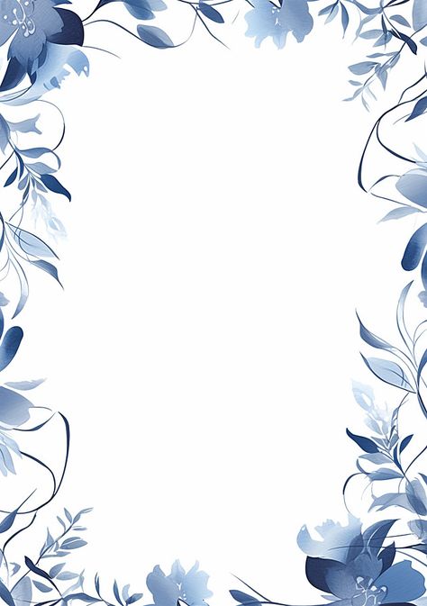 watercolor floral frame with blue florals in white White Floral Background, Blue Floral Background, Blue Flowers Background, Watercolor Floral Frame, White Background Wallpaper, Floral Azul, Happy Dhanteras, Plant Background, Blue Florals