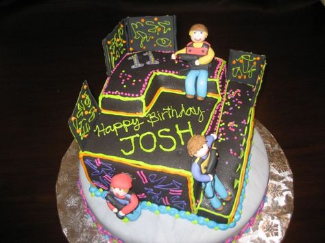 . Laser Tag Cake, Bowling Cake, Laser Tag Birthday Party, 12th Birthday Cake, Laser Tag Party, Chocolate And Vanilla Cake, Laser Tag Birthday, Cake Designs Images, Childrens Birthday Cakes