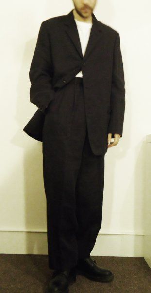 Yohji Yamamoto Y's for men Ramie Suit - Black - Size 3 | Styleforum Suits Men Black Wedding, Archive Yohji Yamamoto, Yohji Yamamoto Menswear 90s, All Black Outfit Men Classy, Y 3 Men Yohji Yamamoto, Oversized Suits Men, Miles Suit, Baggy Suit, Japanese Suit