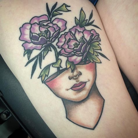 Floral lady head tattoo Headdress Tattoo, Bull Skull Tattoos, Mum Tattoo, Floral Tattoo Shoulder, Flower Wrist Tattoos, Flower Tattoo Back, Beautiful Flower Tattoos, Gorgeous Tattoos, Full Body Tattoo