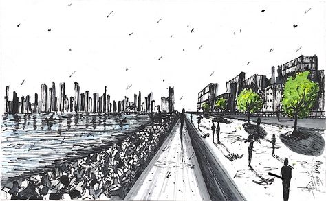 #rainydays #artwork #touchmarkers #mumbai #perspective Mumbai City, Charcoal Sketch, Rainy Days, Rainy Day, Mumbai, Art Ideas, Louvre, Sketch, Travel