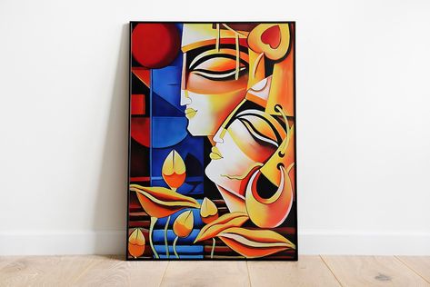 Buy Radha Krishna Painting Abstract Art Home Decor Modern Hindu Online in India - Etsy Krishna Painting Abstract, Hindu Paintings, Radha Krishna Modern Art, Radha Krishna Painting, Indian Wall Art, Abstract Face Art, Modern Art Paintings Abstract, Krishna Radha Painting, Art Painting Gallery