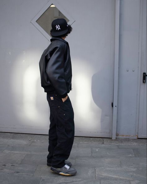 Black Carhartt Double Knee Outfit, Off White Jordan 5 Outfit Men, Jordan5 Outfit, Off White Jordan 5 Outfit, Jordan 5 Off White Outfit Men, Jordan 5 Off White Outfit, Black Cap Outfit Men, Nike Air Max 90 Outfit Men, Nike Leather Jacket