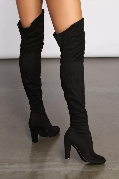 d72fbbccd9fe64c3a14f85d225a046f4desc50623027ri Black Block Heel Boots, Knee High Heels, Black High Heel Boots, Trendy Boots, High Heel Boots Knee, Black Knee High Boots, Cute Boots, Block Heel Boots, Thigh High Boots