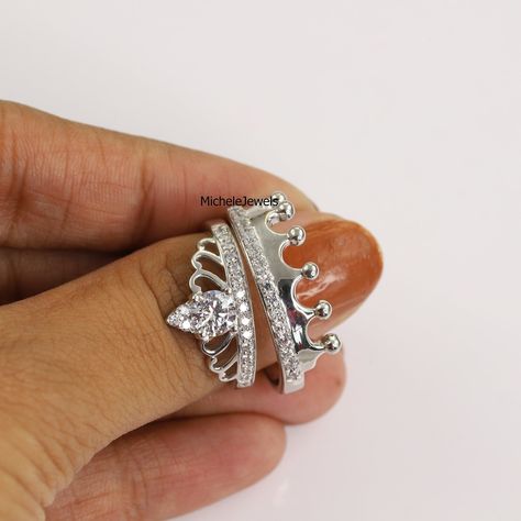 King Queen Rings, Ring Crown, Queen Rings, Classic Engagement Ring, Classic Engagement, Matching Ring, Couple Ring, Crown Ring, Classic Engagement Rings