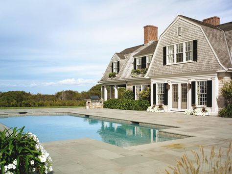 Pool Surround, Patrick Ahearn Architect, Patrick Ahearn, Hgtv Dream Homes, House Lifestyle, Summer Living Room, Gambrel Roof, Shingle Style Homes, Pool Pool