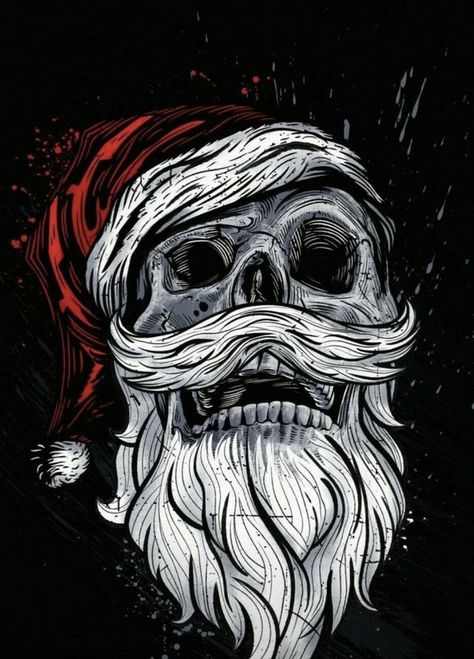 Horror Christmas Art, Christmas Skull Wallpaper, Skull Christmas Wallpaper, Christmas Skeleton Wallpaper, Creepy Christmas Wallpaper, Christmas Profile Pics, Christmas Horror Art, The Nightmare Before Christmas Halloween, Zombie Christmas