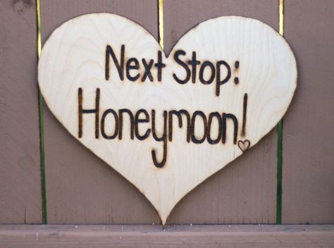 Next Stop The Honeymoon Wood Heart Sign Photo Booth Prop Reception Car Decoration - CUTE! Wood Heart Sign, Honeymoon Quotes, Dream Honeymoon, Honeymoon Spots, Honeymoon Planning, Honey Moon, Honeymoon Travel, Cute Signs, Wood Hearts