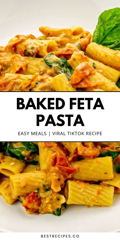 Baked Feta Veggie Pasta, Viral Feta Pasta, Feta Cheese Recipes Pasta, Feta Pasta Recipes, Air Fryer Tiktok, Feta Pasta Bake, Feta Tomato Pasta, Pasta With Feta, Viral Pasta