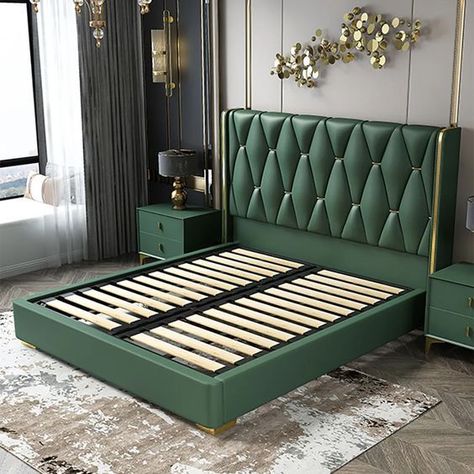 Bed Back Design, Bed Headboard Design, Solid Wood Bed Frame, Low Profile Bed, Girly Apartment Decor, Bed Frame Design, Sofa Bed Design, Leather Headboard, Bed Design Modern