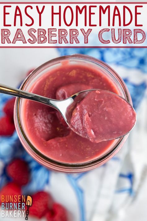 Homemade Raspberry Curd: Easy six ingredient, 15 minute homemade raspberry curd, perfect for filling cakes, tarts, spreading on scones or muffins, or eating with a spoon! Raspberry Curd, Mint Chocolate Cheesecake, Summer Vegetarian Recipes, Bunsen Burner, Banana Bread Muffins, Curd Recipe, Fresh Raspberries, Best Gluten Free Recipes, Dessert Cake Recipes