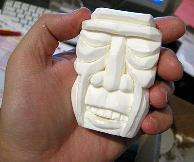 Soap Carving Sculpture, Soap Carving For Beginners Easy, Soap Sculpture Easy Ideas, Soap Carving Ideas Easy, Soap Carving Patterns, Soap Sculpture, Moai Statues, Art Beginners, Tiki Faces