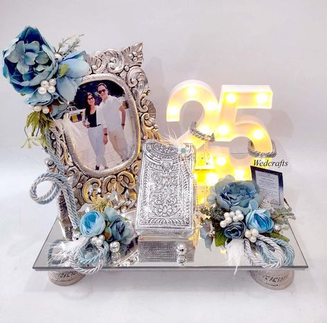 #CherishedMemories
#QuarterCenturyLove
#Celebrating25Years
#anniversarywishes
#ElegantGifting 25th Anniversary Decor, Anniversary Hamper, 25th Marriage Anniversary, Thali Design, 25th Anniversary Decorations, Aarti Thali, Anniversary Crafts, 25th Wedding Anniversary Party, Anniversary Gift For Friends