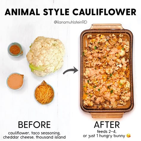 Ilana Muhlstein, M.S., R.D.N. on Instagram: “⁣ The perfect recipe to celebrate 150k followers: CAULIFLOWER ANIMAL STYLE!!! 🥳 Thank you all for being a part of my journey so far! It…” Macro Planning, Ilana Muhlstein, Veggies Most, 2b Mindset Recipes, 150k Followers, Cauliflower Tacos, Beachbody Recipes, Healthy Supper, 2b Mindset