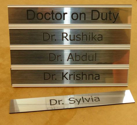 Office door and reception signs engraved to order. Replaceable engraved name plates made as required Engraved Door Signs, Cubicle Door, Office Name Plate, Engraved Name Plates, Door Office, Office Door Signs, Office Signage, Cnc Engraving, Office Names