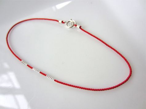 Red Silk Cord Bracelet, Crimp Beads, Hill Tribe Silver, Shine Bright Like A Diamond, Silk Cord, Cord Bracelet, Layered Bracelets, Cord Bracelets, Red Silk