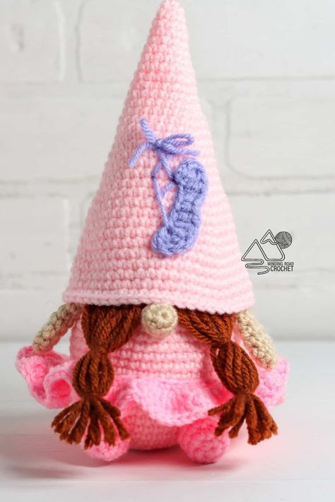 Crochet Ballerina Gnome Free Crochet Pattern - Winding Road Crochet Ballerina Gnome, Crochet Stuffys, Crochet Gnomes Pattern, Crochet Gnomes Pattern Free, Crochet Ballerina, Gnomes Crochet, Winding Road Crochet, Crochet Gnomes, Spring Gnomes