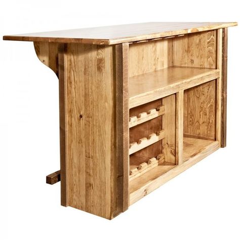 Enjoy the Homestead Barnwood Deluxe Bar with Foot Rail anywhere you want that extra rustic touch. Whether in your home, log cabin, lakeside cottage, western ranch, or country cottage. Bar Plans, Diy Home Bar, Rustic Bar, Home Bar Designs, Log Furniture, Diy Bar, Mobile Bar, Basement Bar, Wooden Bar