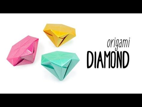 Origami With Square Paper, Pretty Origami, Best Origami, Paper Kawaii, Origami Cube, Origami Diamond, Paper Diamond, Origami Star Box, Origami Bookmark