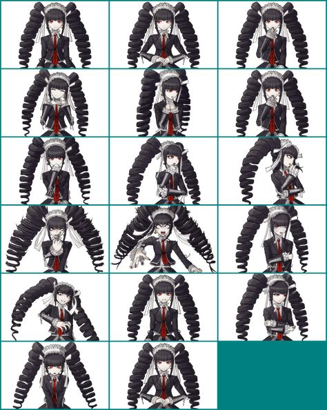 The Spriters Resource - Full Sheet View - Danganronpa: Trigger Happy Havoc - Celestia Ludenberg Celestia Ludenberg, Gundham Tanaka, Danganronpa Trigger Happy Havoc, Sayaka Miki, Danganronpa 1, Trigger Happy Havoc, Trigger Happy, Danganronpa 3, Cosplay Diy