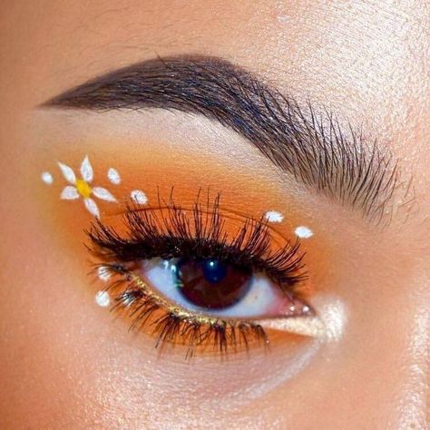 Makeup Fantasi, Hippie Makeup, Make Up Kits, Fantasy Make-up, Make Up Designs, Orange Eyeshadow, Video Makeup, Flower Makeup, Makeup Challenges