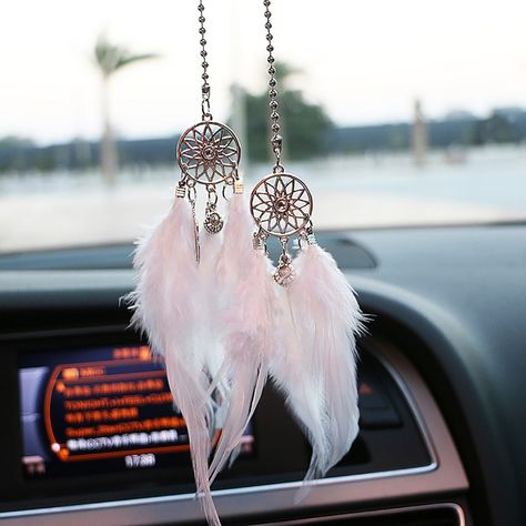 Car Dreamcatcher, Mini Dream Catcher, Dream Catcher For Car, Beautiful Dream Catchers, Small Dream Catcher, Hippie Stil, Feather Dream Catcher, Rear View Mirror Decor, Handmade Dreamcatcher