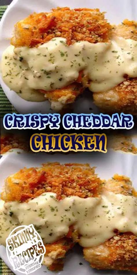 CRISPY CHEDDAR CHICKEN - easydinnerrecipes - Medium Crispy Cheddar Chicken, Sour Cream Chicken, Cheddar Chicken, Small Food Processor, Food Party, Crusted Chicken, Crispy Chicken, Baked Chicken, Chicken Dinner