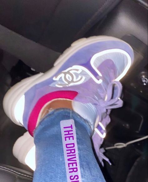 Chanel Shoes Outfit, Rich Shoes, Purple Chanel, Chanel Sneakers, Shoes Outfit, Fresh Shoes, Cute Sneakers, Purple Shoes, Hype Shoes